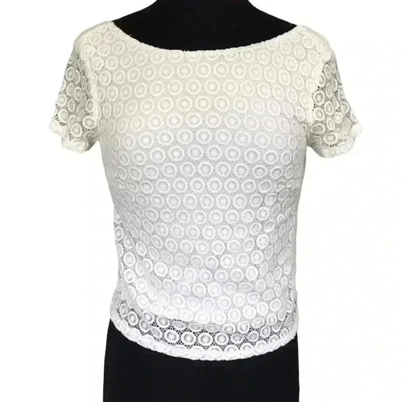 Lilly Pulitzer For Target Embroidered Lace Overlay Cropped Blouse Size S - Picture 1 of 8